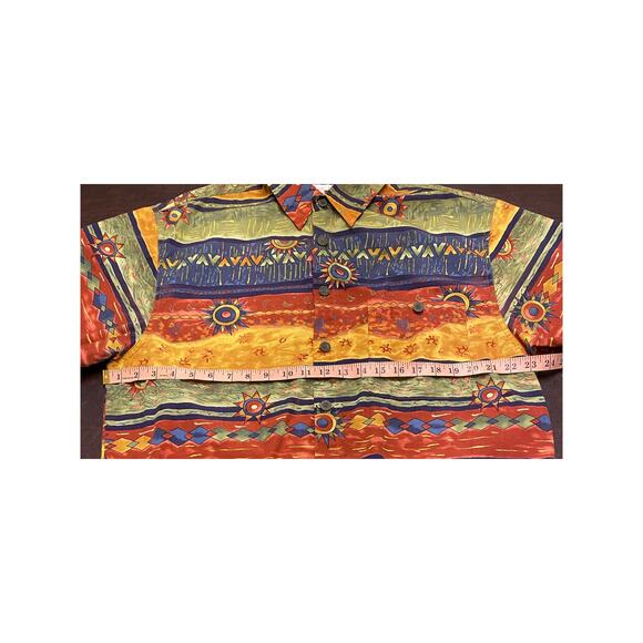 Vintage 90s The Territory Ahead Tribal Aztec Print Button Up Shirt L Grunge SW - Picture 6 of 8